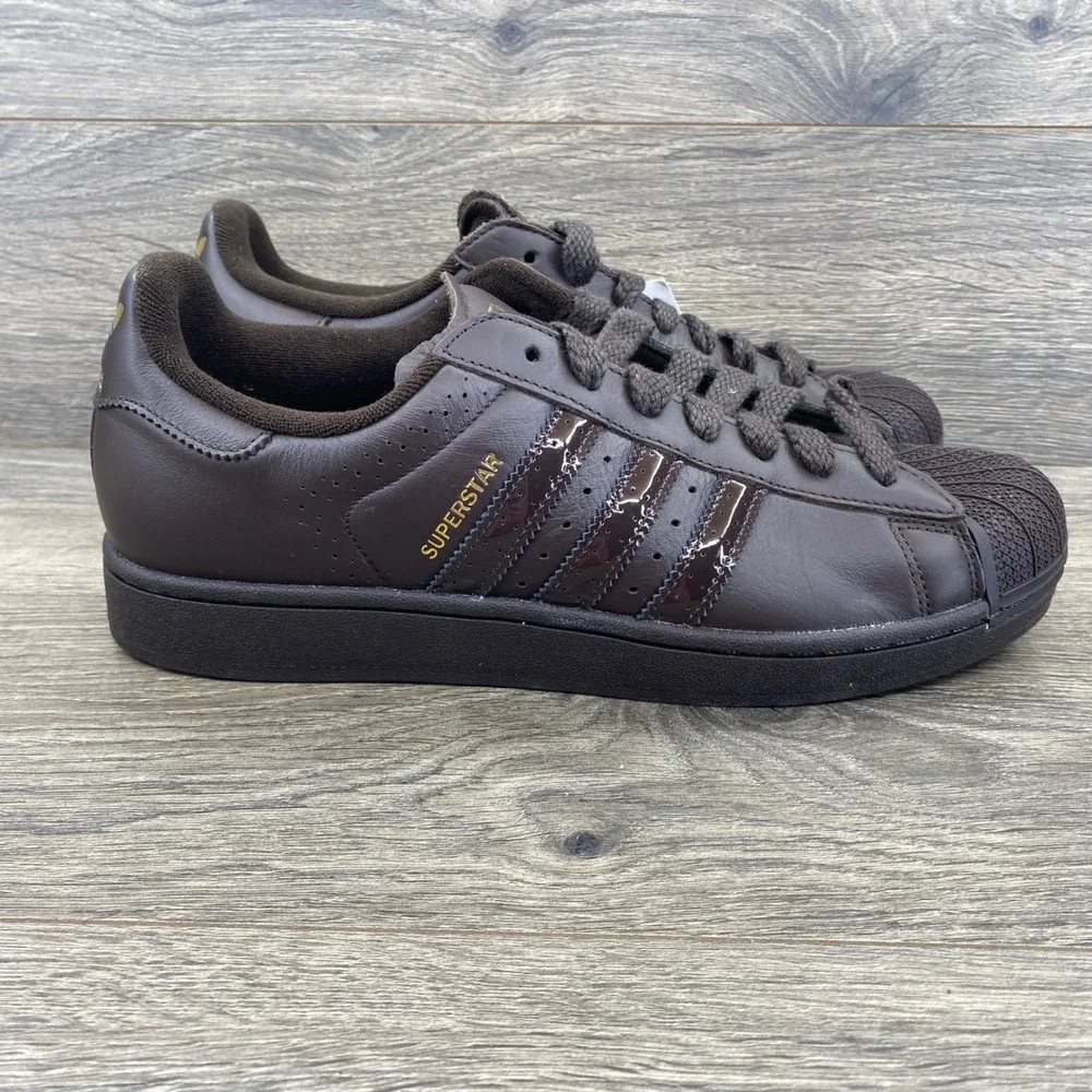 Adidas Superstar II Sneakers Mens 11 Brown Leather Gold Foil Shell Toe KH9180